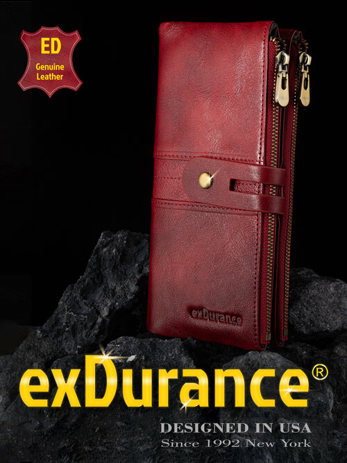 Кошелек exDurance ED-043 Red, фактура гладкая, бордовый, красный