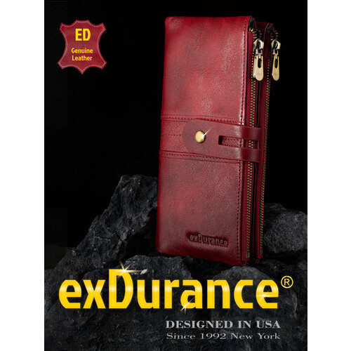 Кошелек exDurance ED-043 Red, фактура гладкая, бордовый, красный мужской кошелек из натуральной кожи короткий кошелек с застежкой мужской кошелек роскошный мужской кошелек 2021 мужской кошелек