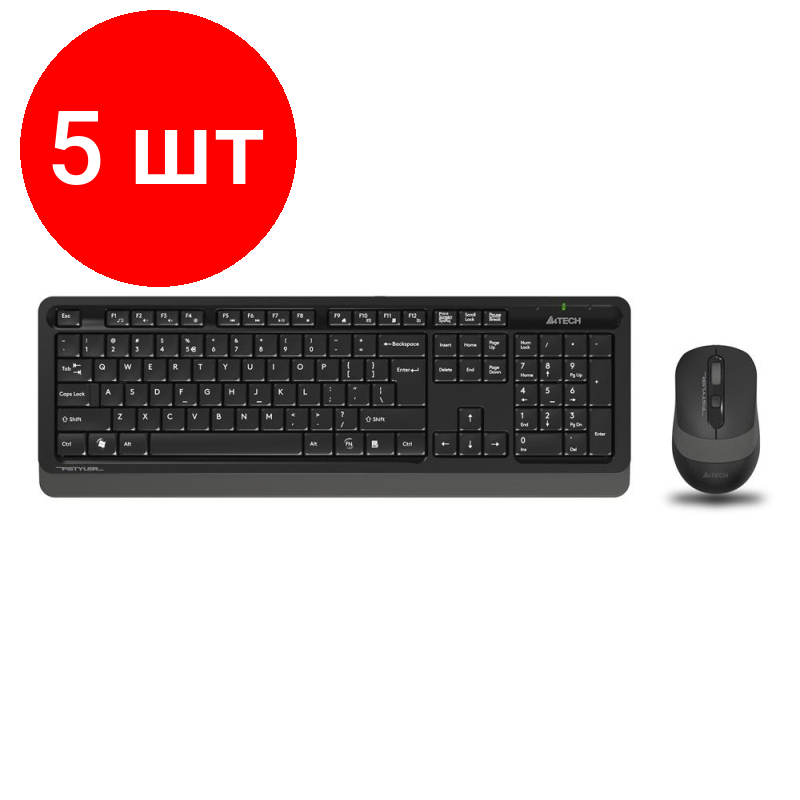 Комплект 5 наб, Набор клавиатура+мышь A4Tech Fstyler FG1010 черный/сер USB беспров Multime