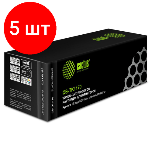 cactus картриджи комплектом совместимые кактус cactus cs tk1170 mps 3 pack 1394586 3pk tk 1170 черный 36k Комплект 5 штук, Картридж лазерный Cactus CS-TK1170 TK-1170 чер. для Kyocera M2040dn/M2540dn