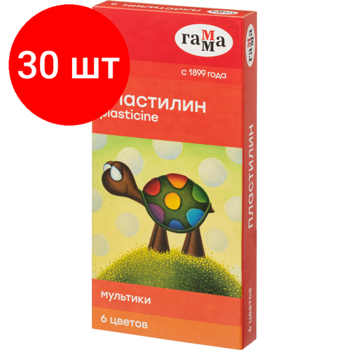 Комплект 30 наб, Пластилин Гамма Мультики 6цв 120гр со стеком пластилин тм лимпопо 6цв 120гр