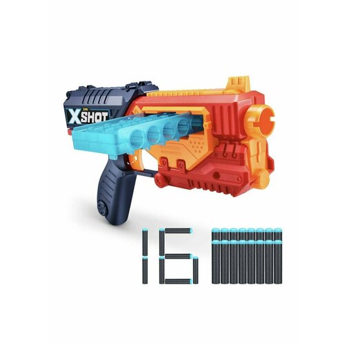 Бластер ZURU X-SHOT Quick Slide с мягкими снарядами (16 шт.) набор игровой x shot бластер с мягкими снарядами 17 предметов