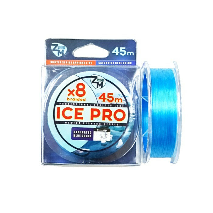 Шнур плетёный Zander Master ICE PRO 0.12 45 м 8X тёмно-голубой