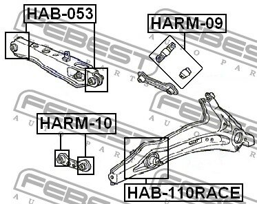 С/блок заднего рычага передний, HAB110RACE FEBEST HAB-110RACE