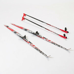 Лыжный комплект с креплениями 75 мм с палками 150 STEP Brados LS Red
