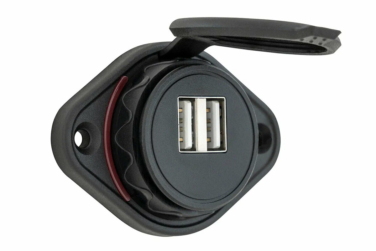 фото Розетка USB 3,1А накладное крепление, красная подсветка