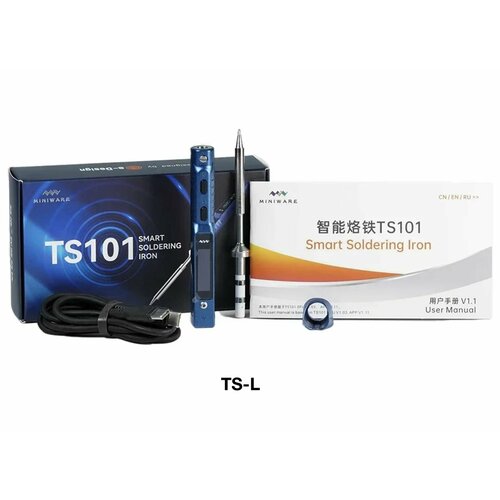 Электрический мини-паяльник TS101 паяльная станция мощностью 65 Вт с цифровым дисплеем жало L синий 780000₽