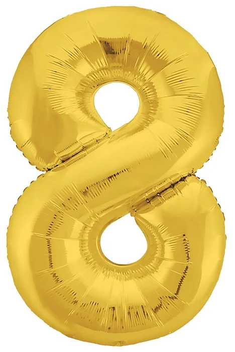 Воздушный шар, фольгированный, "Цифра 8", цвет золотой, 100 см