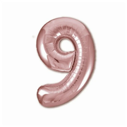 Воздушный шар, фольгированный, "Цифра 9", цвет розовое золото, 100 см