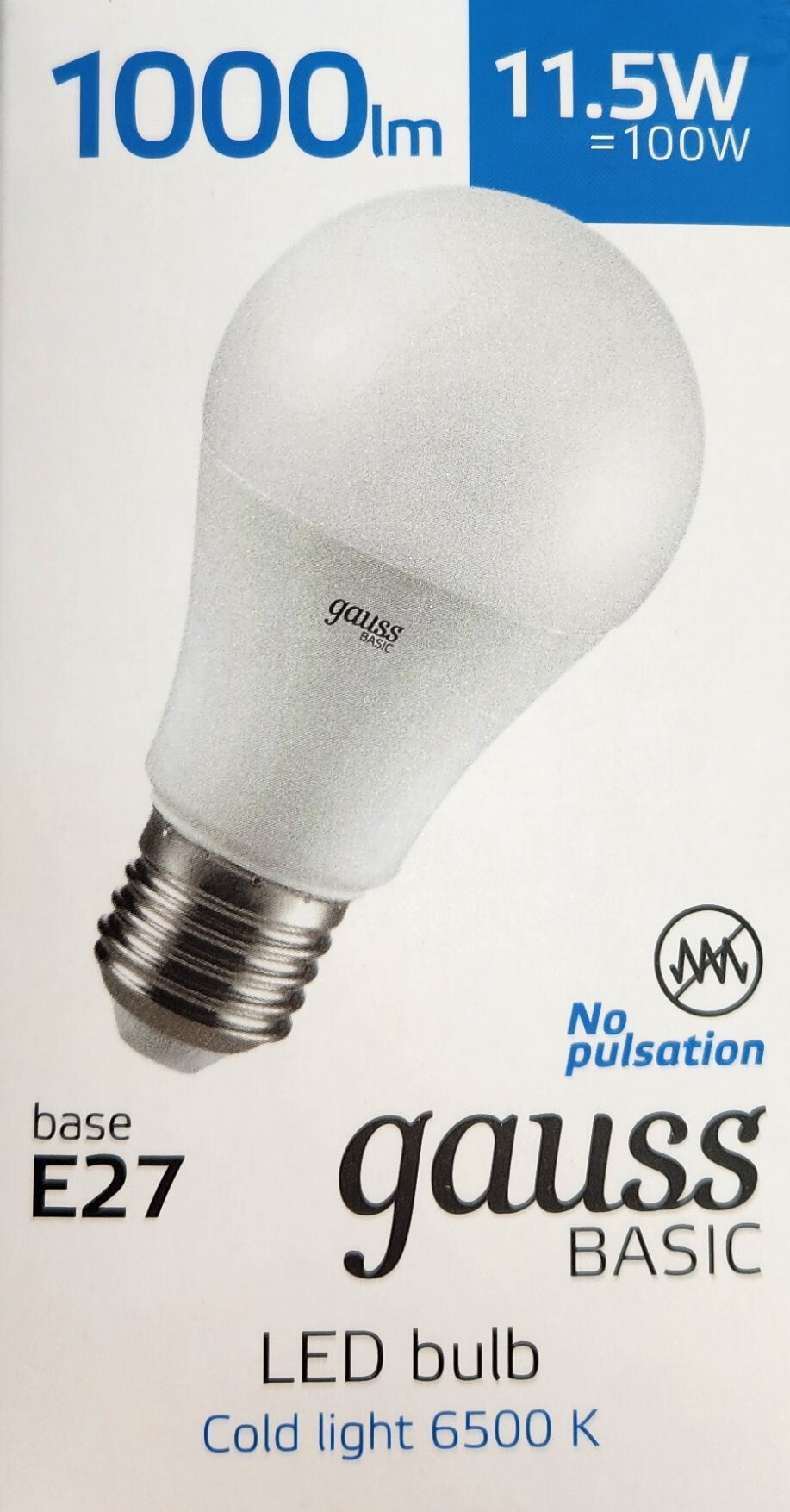 Лампа Gauss Basic A60 11,5w 6500K LED холодный свет (10 штук)