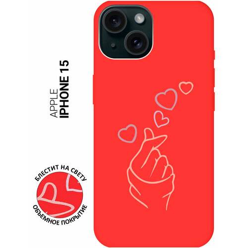 Силиконовый чехол на Apple iPhone 15 / Эпл Айфон 15 с рисунком K-Heart Soft Touch красный силиконовый чехол на apple iphone 15 эпл айфон 15 с рисунком heart soft touch красный