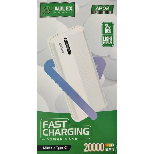 повербанк беспроводная зарядка abc power bank внешний аккумулятор 20000 mah белый Внешний аккумулятор (Powerbank) AULEX AP02 20000 mAh