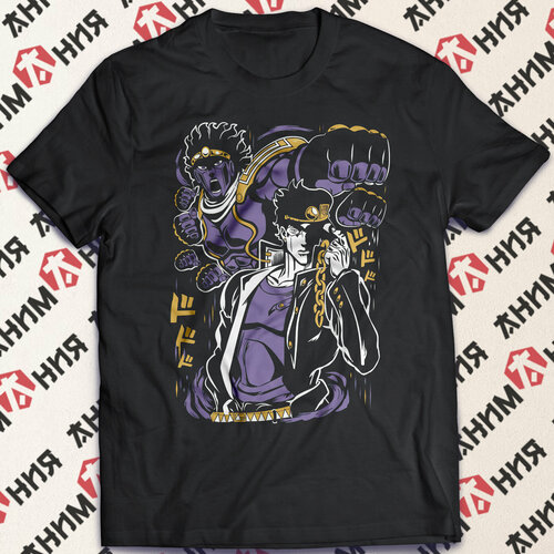 Футболка Футболка JoJo bozzare Adventure, Джо Джо, Джотаро, Черная, размер S, черный jojo bizarre mens tracksuit set jojo s bizarre adventure man sweatsuits style sweatpants and hoodie set jogging