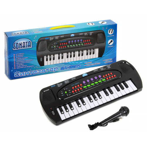 Синтезатор детский Соната 32 клавиши с микрофоном на батарейках синтезатор детский играем вместе 32 клавиши на батарейках с микрофоном