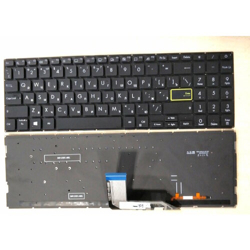 Клавиатура для ноутбука Asus VivoBook S15 S533F, S533FA, чёрная, без рамки, с подсветкой клавиатура для ноутбука asus 04goa291kru00 1 русская чёрная