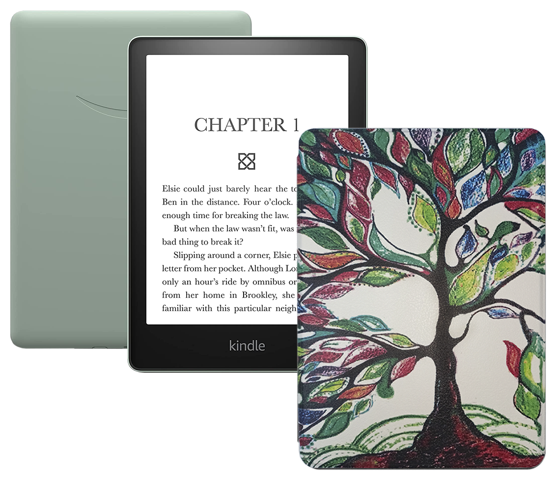 Электронная книга Amazon Kindle PaperWhite 2021 16Gb Ad-Supported Agave Green с обложкой ReaderONE PaperWhite 2021 Tree — фото 10