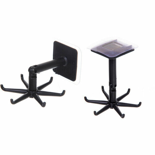 Крючок настенный многофункциональный на липкой основе идеядома цвет чёрный поворот на 360 нагрузка 2кг117см пакет 180₽