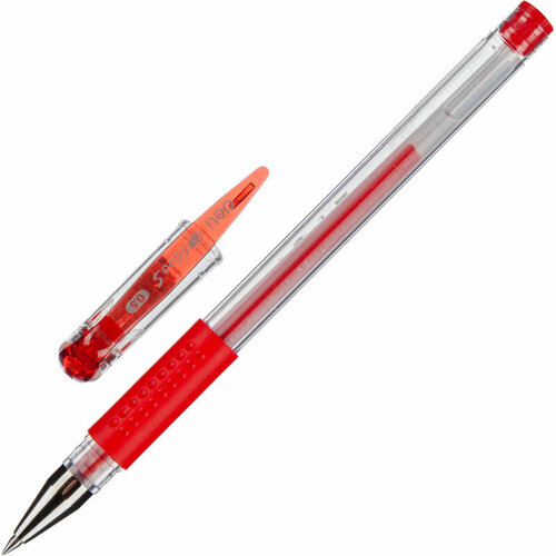 Ручка гелевая неавтоматическая Deli д. ш.0,5мм лин.0,35мм, красн, манж. E6600S