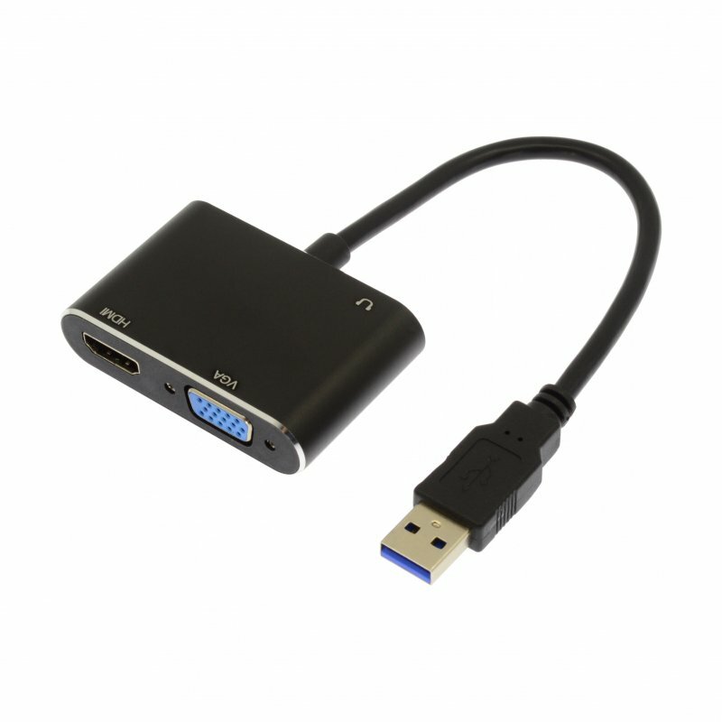 Переходник (адаптер) USB-HDMI/VGA/3.5 мм, черный