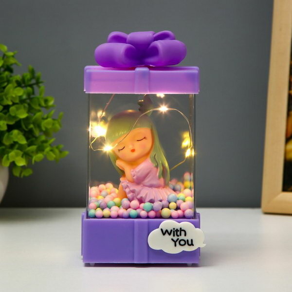 Ночник "Девочка" LED от батареек 3хАА фиолетовый 8х8х15.5 см