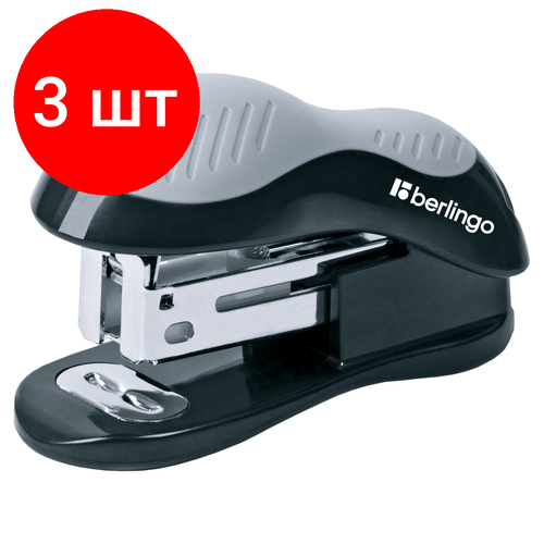 Комплект 3 шт, Мини-степлер №24/6, 26/6 Berlingo Office Soft до 15л, черный