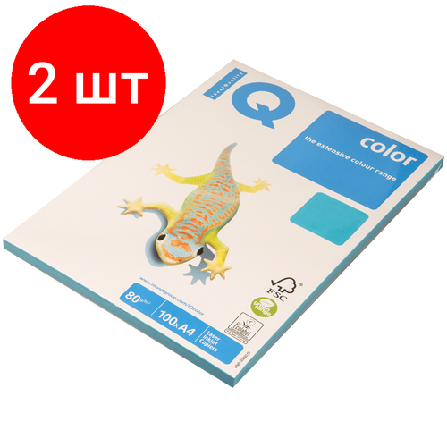 Комплект 2 шт, Бумага IQ Color intensive А4, 80г/м2, 100л. (светло-синий) канцелярия iq бумага цветная тренд а4 250 листов