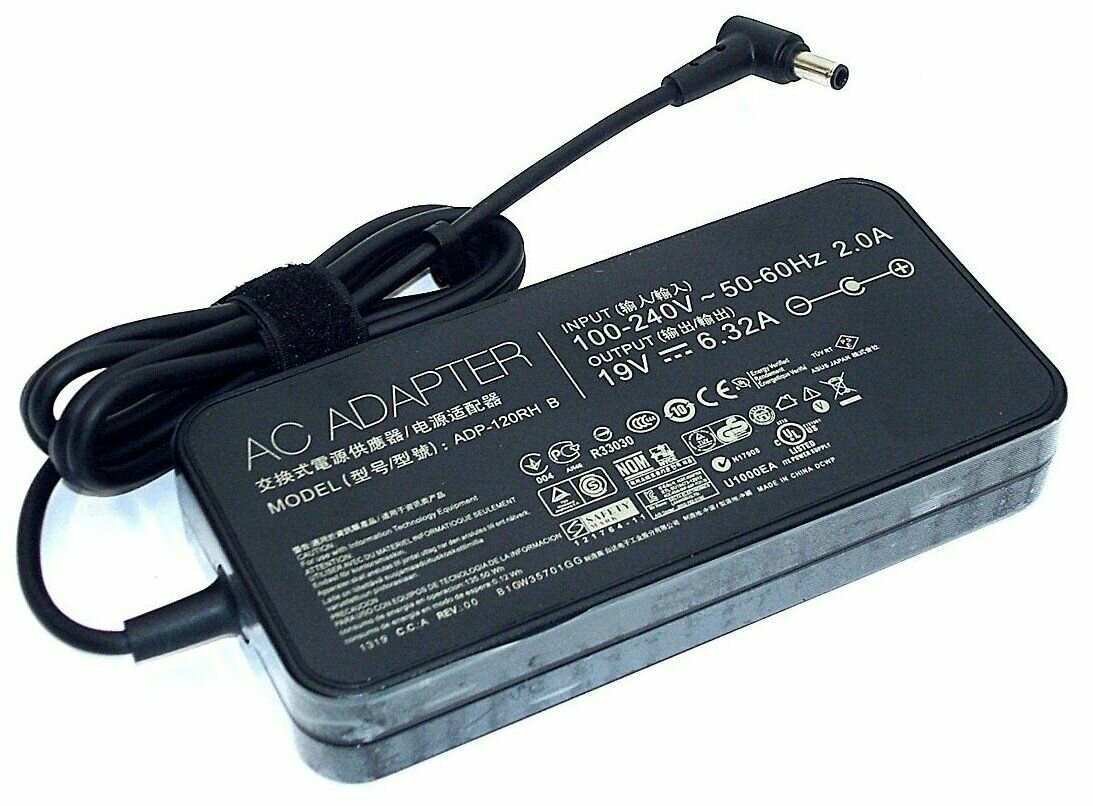 Блок питания для ноутбука Asus A15-120P1A, ADP-120RH B, 19V, 6.32A, 120W, разъем 6.0 x 3.7 мм с ножкой в центре, код mb074432