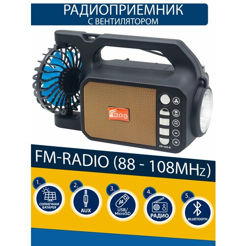 Радиоприемник EPE с Bluetooth солнечной батареей вентилятором фонарем и слотом для флешки золотой 147800₽