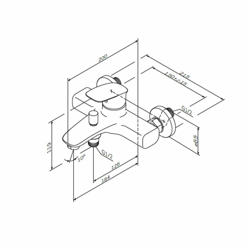 Смеситель для ванны AM.PM Spirit V2.1 F71A10000