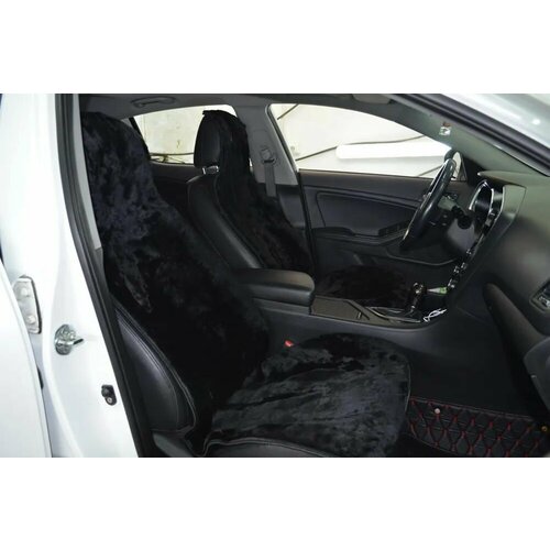 Комплект накидок на сиденья из мутона Черный (100% овчина) цельная шкура