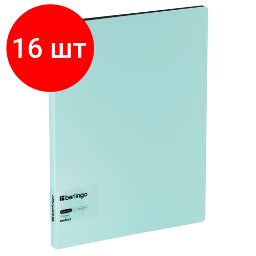 Комплект 16 шт, Папка с 20 вкладышами Berlingo Instinct, 17мм, 700мкм, с внутр. карманом, аквамарин