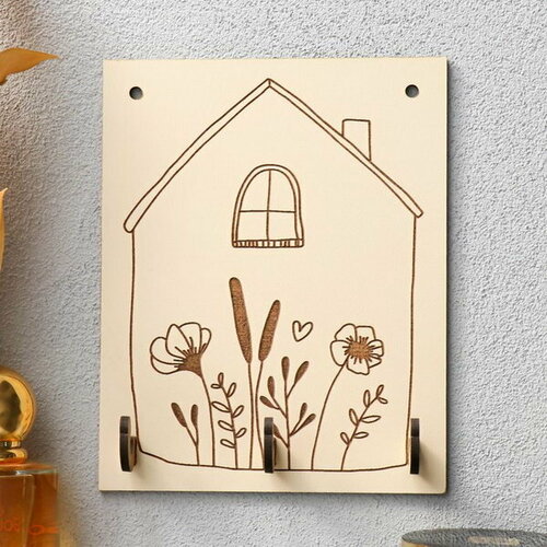 Ключница Домик с цветами 12х15 см 168₽