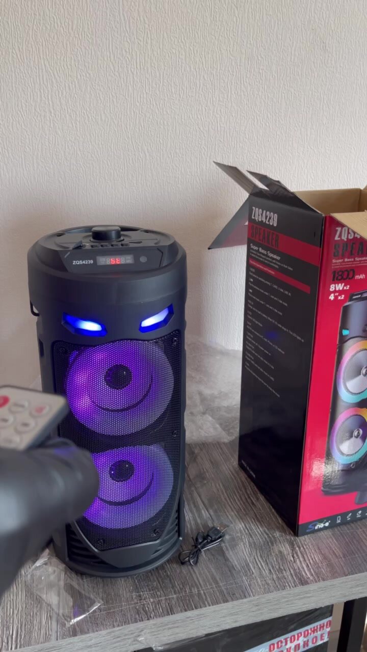 Портативная Bluetooth Колонка BT Speaker ZQS 4239 Черный (микрофон + пульт) — фото 1