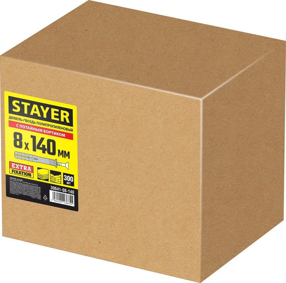 STAYER 8 x 140 мм дюбель-гвоздь потайный бортик 300 шт (30641-08-140)