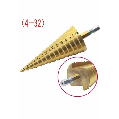 Сверло ступенчатое с титановым покрытием ABC HSS 4-32мм 399₽
