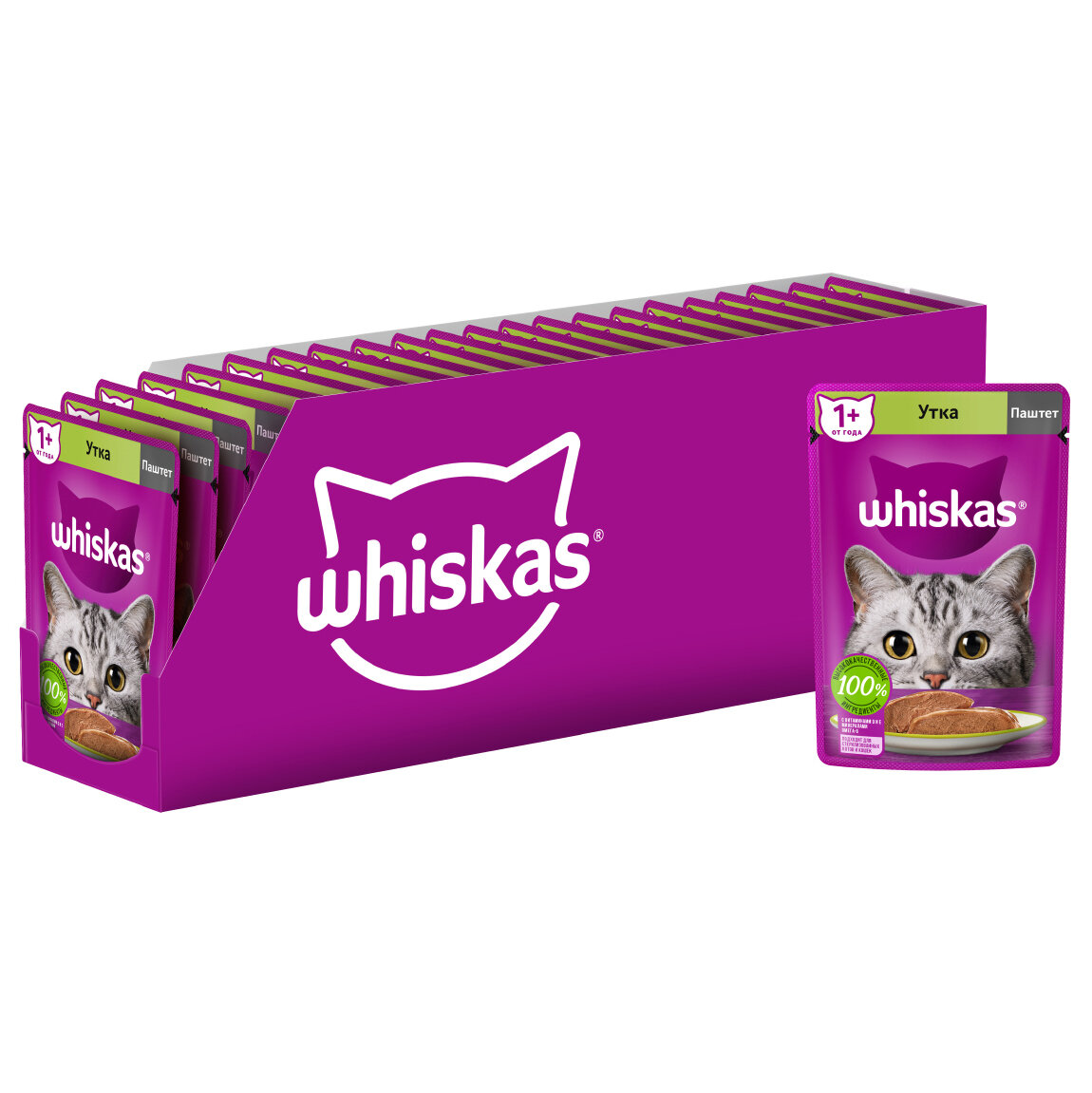 Whiskas влажный корм для кошек, паштет с уткой (28шт в уп) 75 гр - фотография № 5