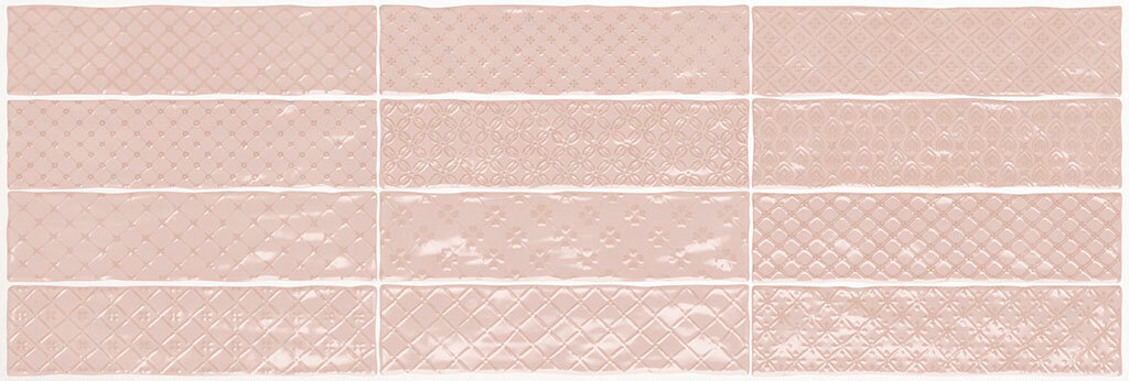 фото Керамическая плитка El Barco MUSIC ROSA DECOR 12 видов рельефов, 12 видов рисунка для стен 7,5x30 (цена за штуку)