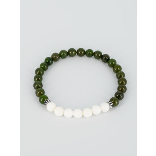 фото Браслет нефритовая сова, нефрит, агат, размер 20 см, серебряный, черный