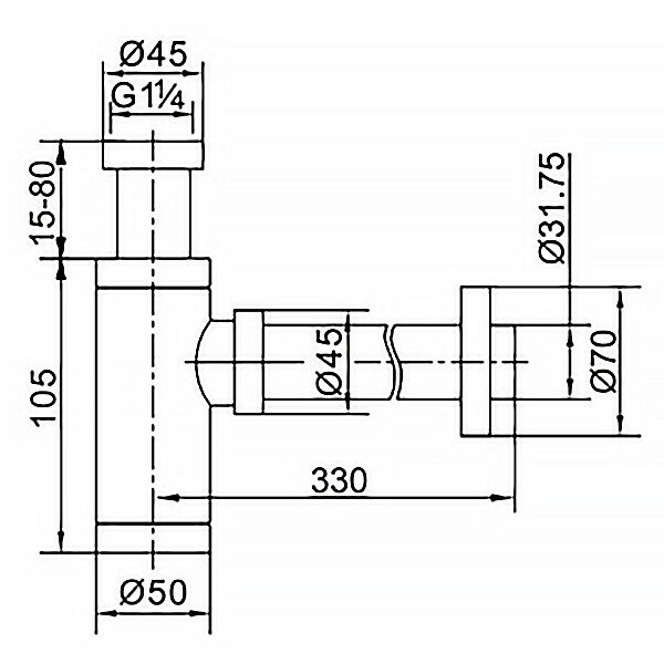 Сифон Azario G 1 1/4 хром, латунь, цилиндр, для умывальника (AZ-108-CHR)