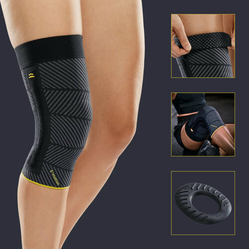 Изображение товара MEDI 613E - IV - 6 Бандаж коленный с силиконовым пателлярным кольцом Genumedi E+motion 3.0 (IV / Стандартный / Серый-Желтый)