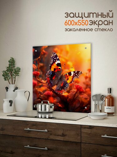 Изображение товара Защитный экран для плиты 600х550 мм. Стеновая панель для кухни. Фартук для кухни на стену