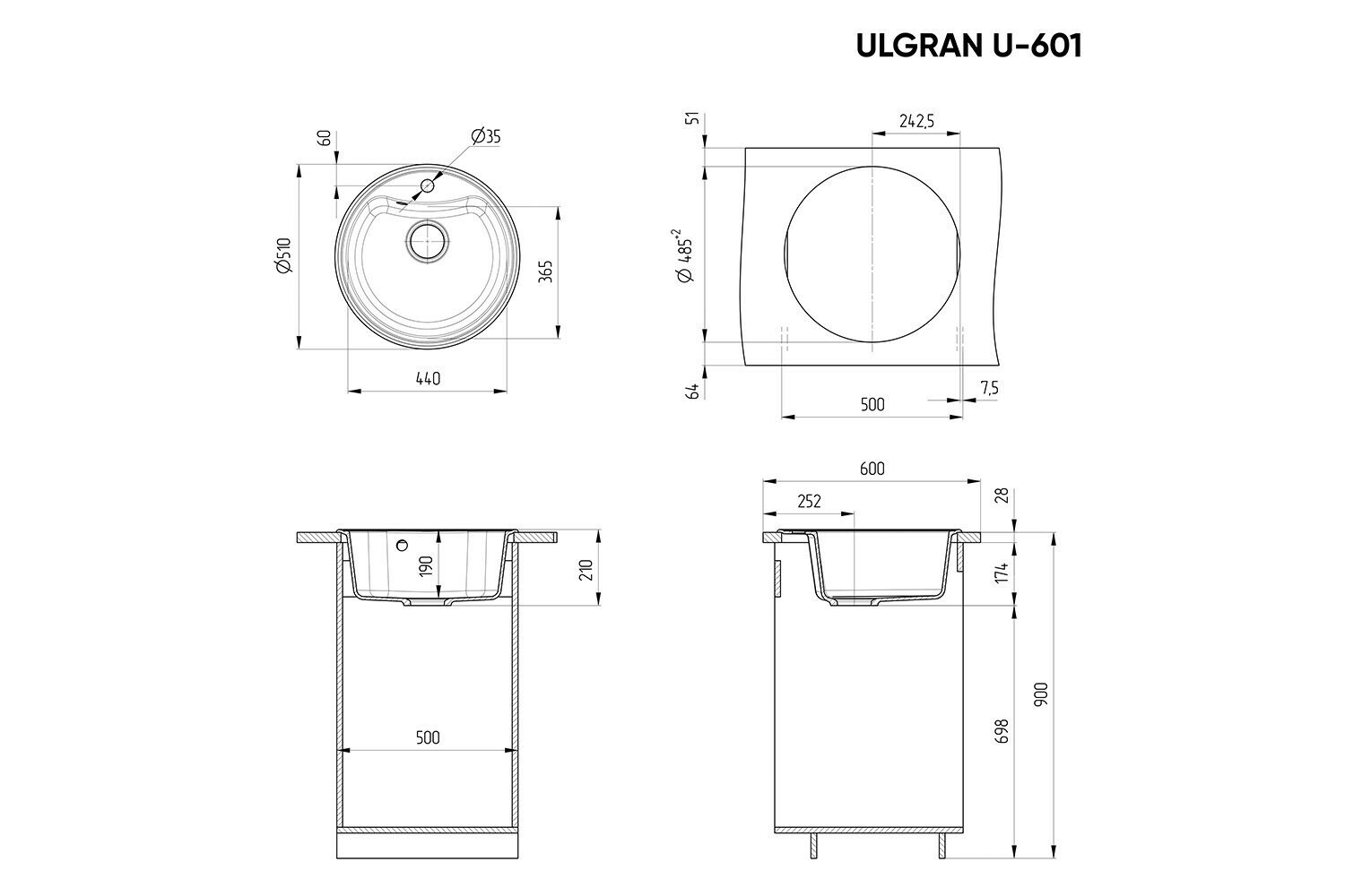 Мойка кухонная Ulgran U-601 -307 терракот - фото №5