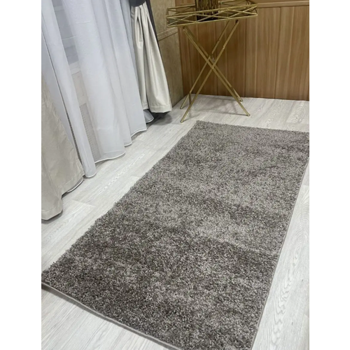 Ковер шегги с длинным ворсом, Прикроватный 42810 прямоугольный 60 x 110 см в прихожую, в детскую, в гостиную, прикроватный.