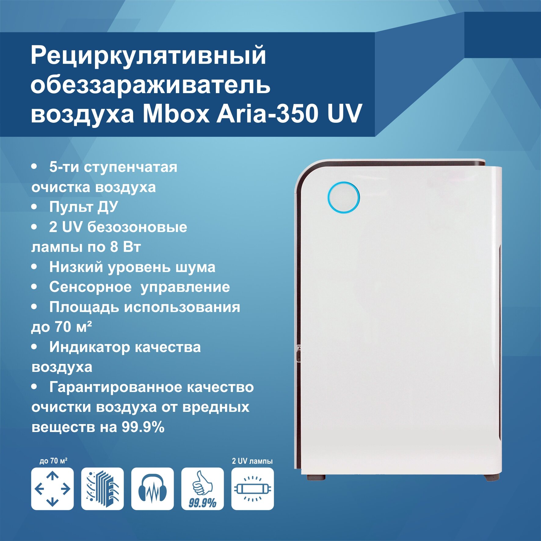 Рециркулятивный обеззараживатель воздуха Mbox ARIA-350UV