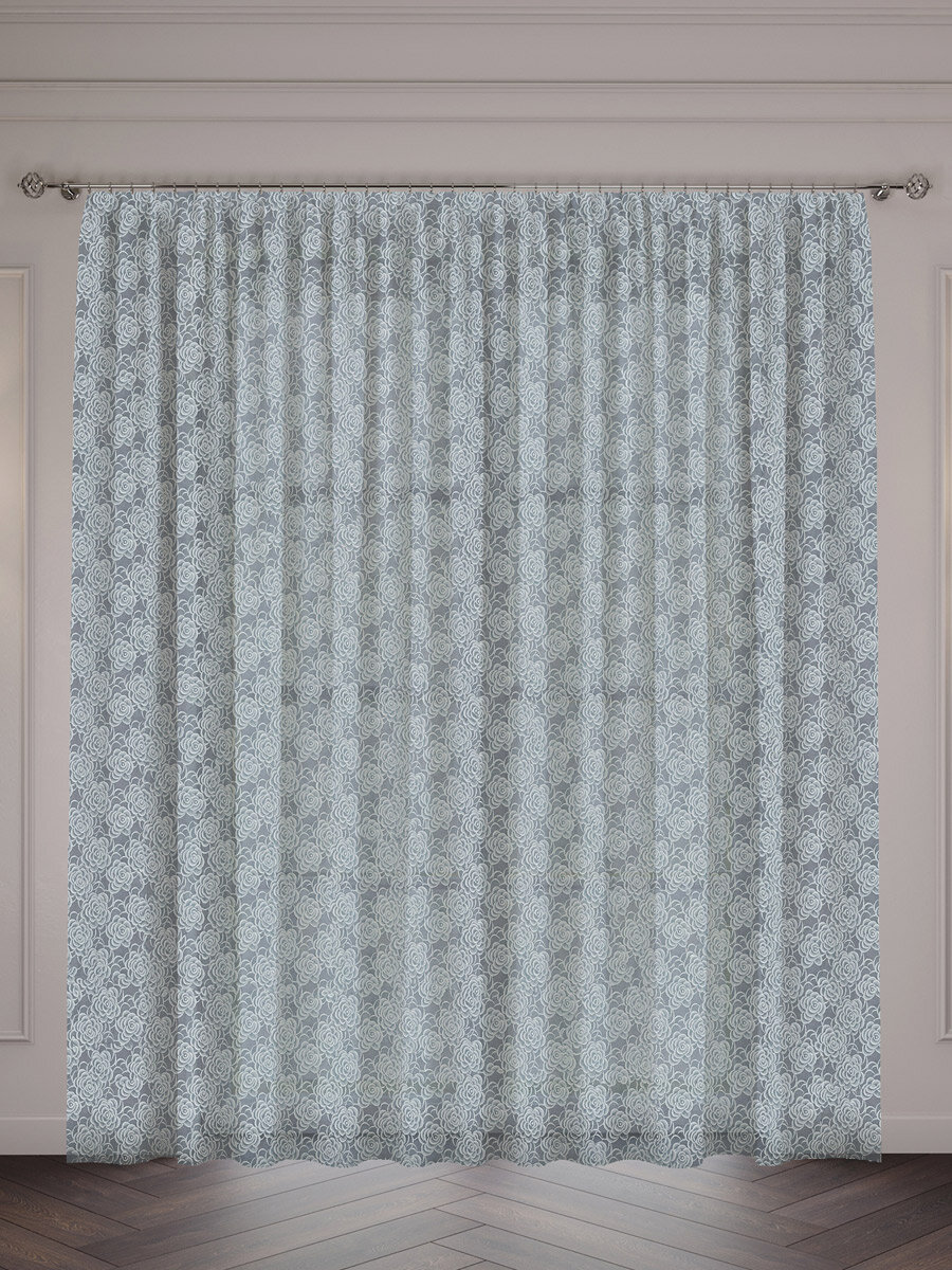 фото Тюль жаккард в гостиную спальню детскую на кухню размер 300х270 см, серый