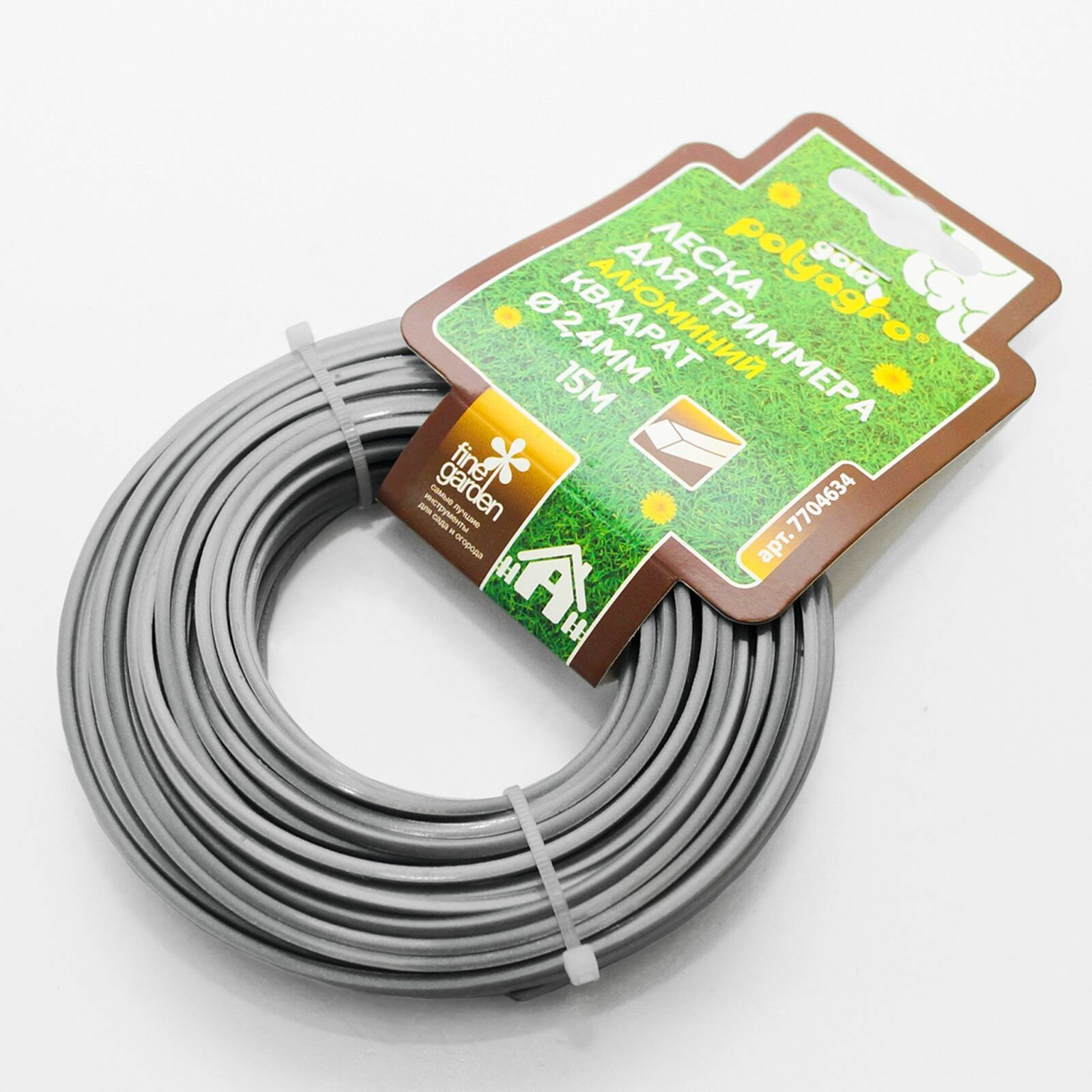 фото Леска для триммера "квадрат" 2,4мм*15м