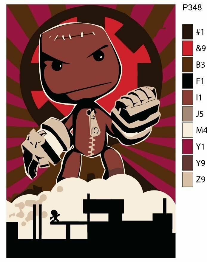 Детская картина по номерам P348 "Игра Sackboy: A Big Adventure (Сэкбой: Большое приключение). Сэкбой" 20x30