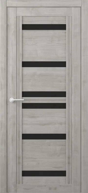 Межкомнатная дверь (дверное полотно) Albero Миссури покрытие Soft Touch / ПО Soft Графит Черное Стекло 80х200