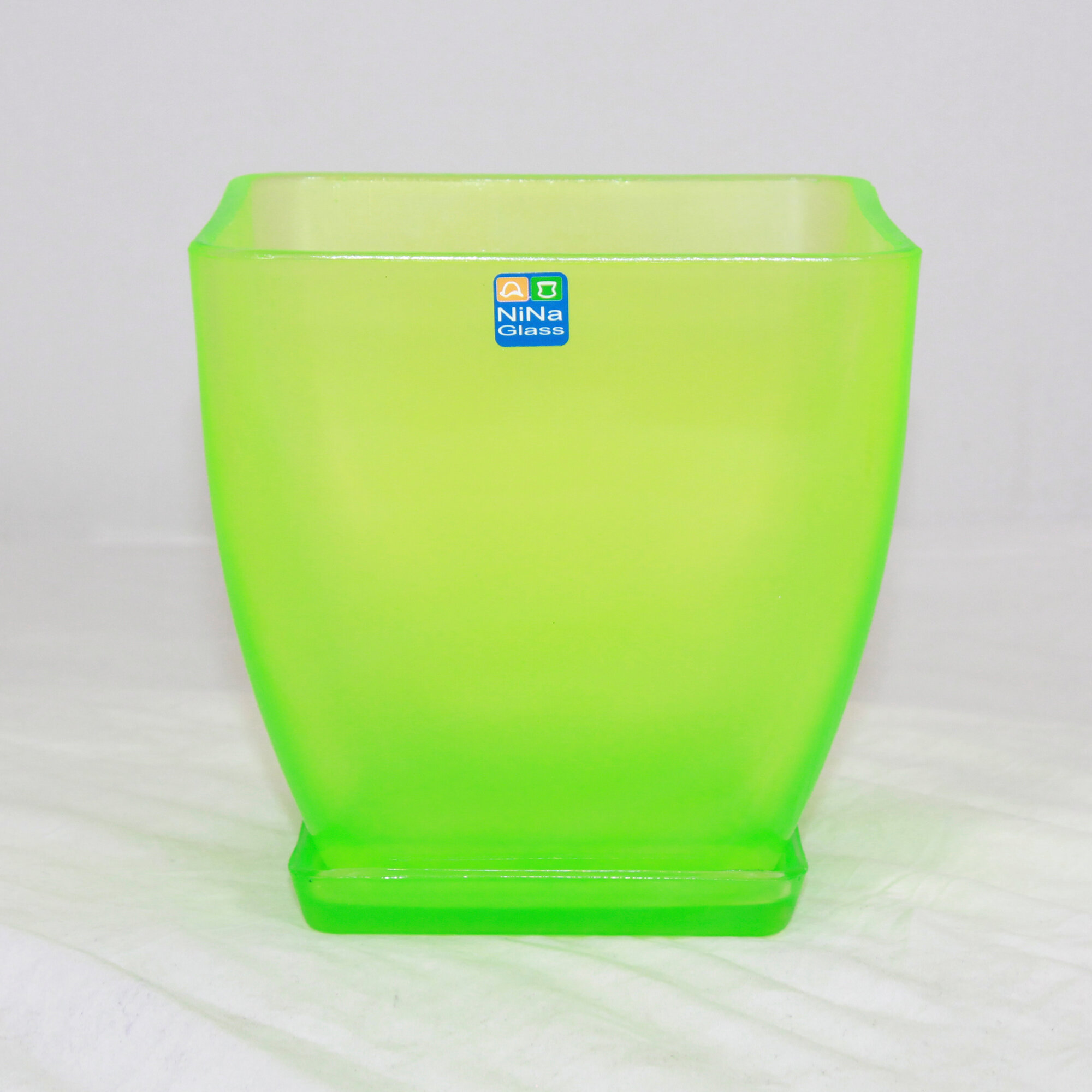 фото Горшок стеклянный с поддоном "Бетти", желто-зеленый