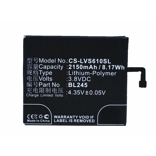 Аккумулятор CS-LVS610SL BL245 для Lenovo S60 3.8V / 2150mAh / 8.17Wh аккумулятор для lenovo s580 bl225 2150mah